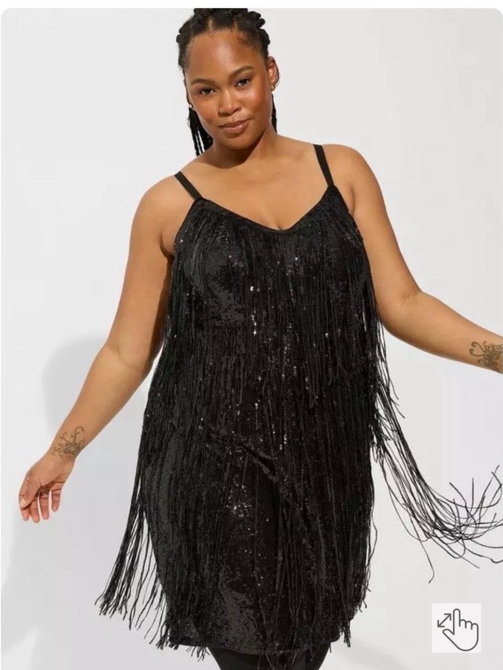 torrid Black Sequin Fringe Midi Dress
